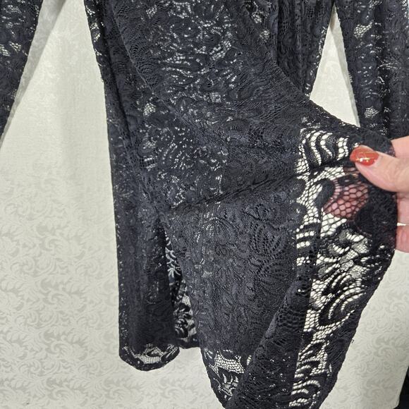 Blashe Sheer Lace Long Cardigan Duster sz 3X Black Witchy Whimsigoth Open Front - Picture 14 of 14